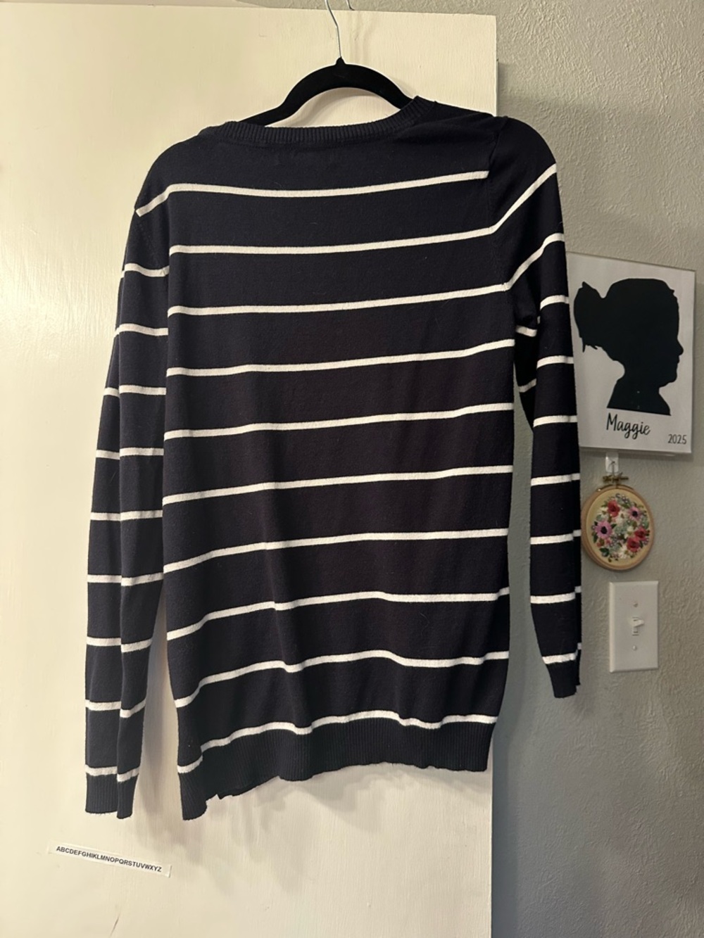 41 Hawthorn Navy and White Striped Crew Neck Sweater